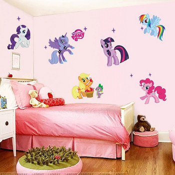 анимационни стикери за стена с пони за детски стаи декорация на детска спалня стикери за стена стая за момиче подарък за рожден ден декорация на хладилник