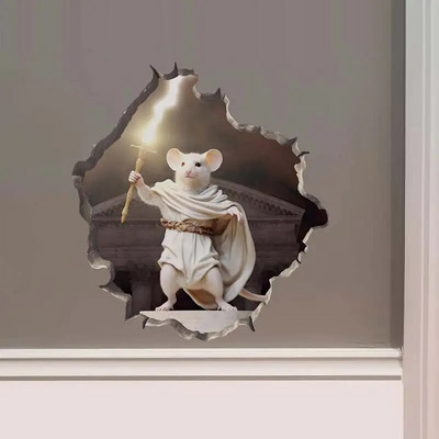 M457 Bike Ride in the Park Boy Girl Mouse in Mouse Hole Decal - Mouse Hole τρισδιάστατο αυτοκόλλητο τοίχου