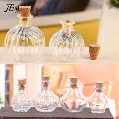 1:12 Casă de păpuși Rezervor de depozitare în miniatură Sticlă de sticlă cu capac din plută Mini borcan mic vaze cu flori Model de jucării pentru decorarea casei de păpuși Acces