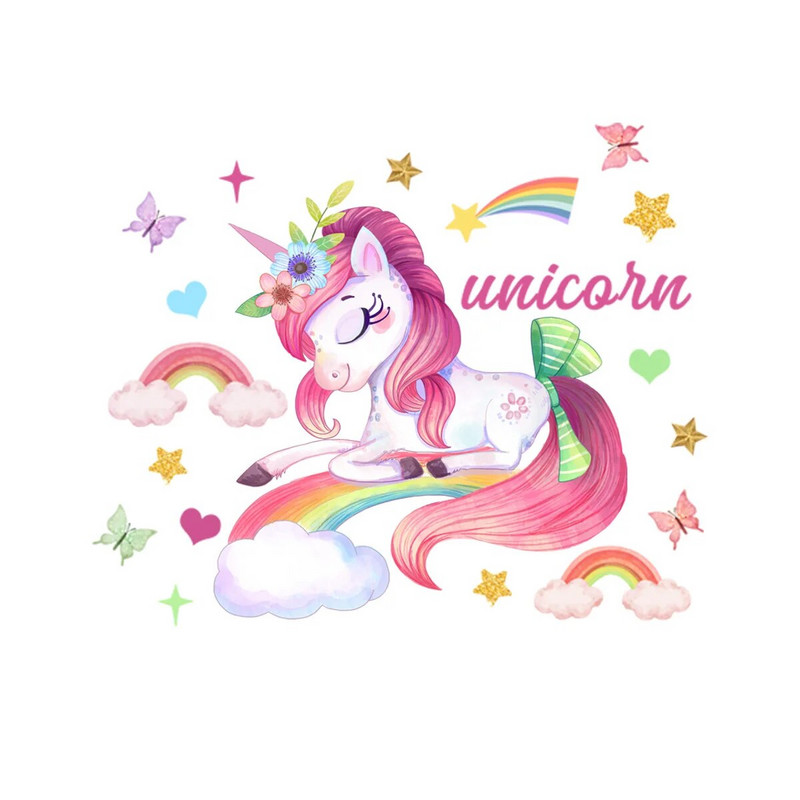 Bohém stílusú szivárvány egyszarvú baba szoba fali matricák rajzfilm póni falmatricák bölcsődébe gyerekszoba óvoda