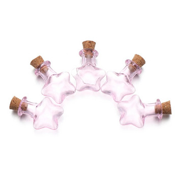 5 τμχ Mini Wishing Bottle Pink Glass Cork Bottles Cork Stopper Άδειο δείγμα Βάζων Αποθήκευση Φιαλίδιο DIY Pendants Διακόσμηση σπιτιού