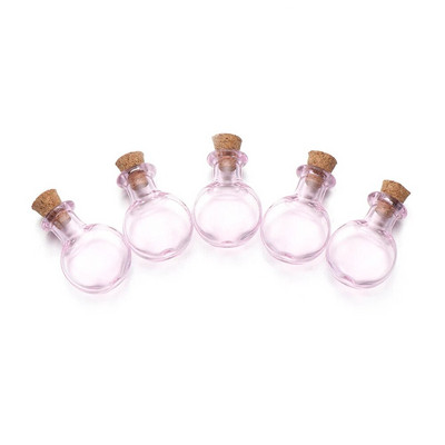 5 τμχ Mini Wishing Bottle Pink Glass Cork Bottles Cork Stopper Άδειο δείγμα Βάζων Αποθήκευση Φιαλίδιο DIY Pendants Διακόσμηση σπιτιού