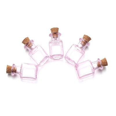 5 τμχ Mini Wishing Bottle Pink Glass Cork Bottles Cork Stopper Άδειο δείγμα Βάζων Αποθήκευση Φιαλίδιο DIY Pendants Διακόσμηση σπιτιού