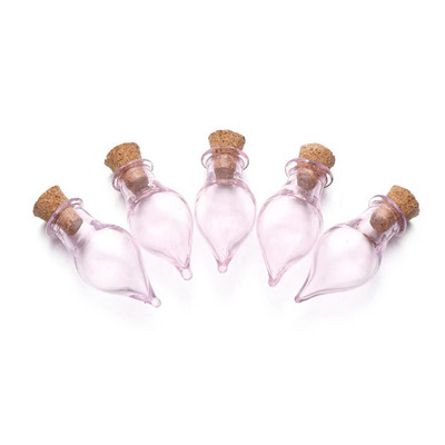 5 τμχ Mini Wishing Bottle Pink Glass Cork Bottles Cork Stopper Άδειο δείγμα Βάζων Αποθήκευση Φιαλίδιο DIY Pendants Διακόσμηση σπιτιού