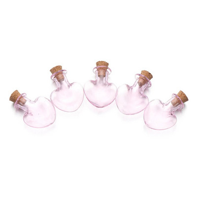 5 τμχ Mini Wishing Bottle Pink Glass Cork Bottles Cork Stopper Άδειο δείγμα Βάζων Αποθήκευση Φιαλίδιο DIY Pendants Διακόσμηση σπιτιού