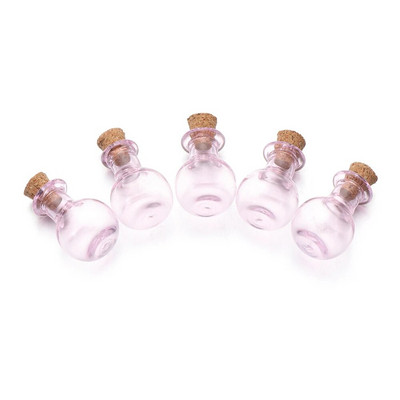 5 τμχ Mini Wishing Bottle Pink Glass Cork Bottles Cork Stopper Άδειο δείγμα Βάζων Αποθήκευση Φιαλίδιο DIY Pendants Διακόσμηση σπιτιού