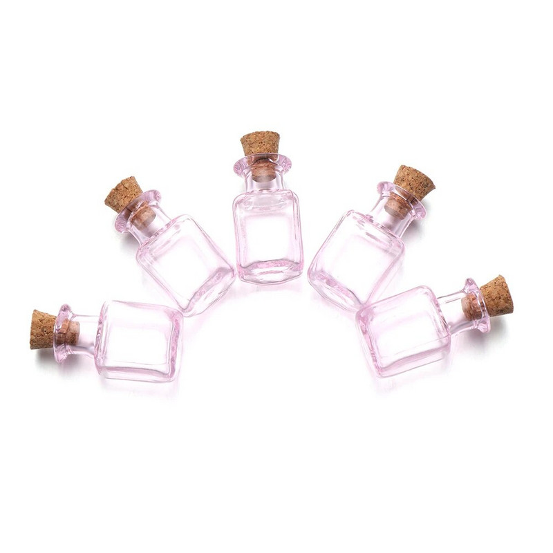 5db mini kívánságüveg rózsaszín üveg parafa palackok parafa dugó Üres mintaüvegek tároló fiola barkács medálok otthoni dekoráció