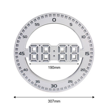 Αθόρυβος συναγερμός με ημερολόγιο για διακόσμηση σπιτιού σαλονιού LED ρολόι τοίχου 3D ψηφιακό κυκλικό φωτεινό θερμόμετρο θερμοκρασίας