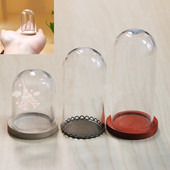 1 X Mix Size Clear Glass Dome Cover Terrarium Cloche Bell Jar με ξύλινη/φελλό/μεταλλική βάση κούκλα Παιχνίδι σπιτιού Διακόσμηση δωματίου μελέτης
