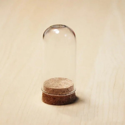 1 X Mix Size Clear Glass Dome Cover Terrarium Cloche Bell Jar με ξύλινη/φελλό/μεταλλική βάση κούκλα Παιχνίδι σπιτιού Διακόσμηση δωματίου μελέτης