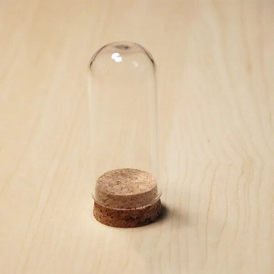 1 X Mix Size Clear Glass Dome Cover Terrarium Cloche Bell Jar με ξύλινη/φελλό/μεταλλική βάση κούκλα Παιχνίδι σπιτιού Διακόσμηση δωματίου μελέτης