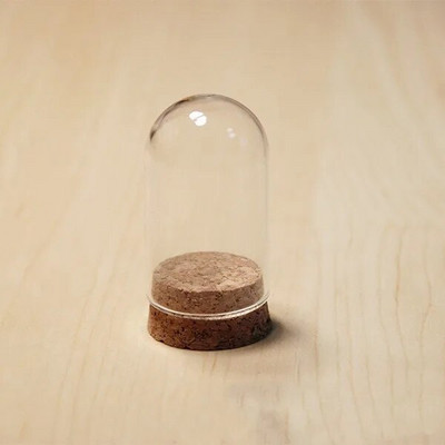 1 X Mix Size Clear Glass Dome Cover Terrarium Cloche Bell Jar με ξύλινη/φελλό/μεταλλική βάση κούκλα Παιχνίδι σπιτιού Διακόσμηση δωματίου μελέτης