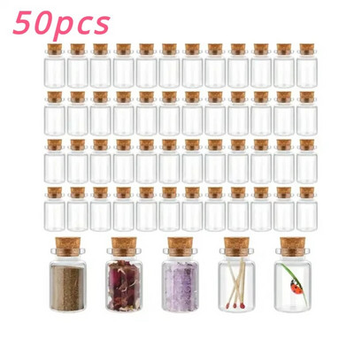 50/10Pcs Mini Clear Glass with Cork Διαφανές DIY Art Craft Message Bottle Empty Wishing Bottles Χριστουγεννιάτικη διακόσμηση γάμου