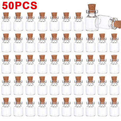 50/10Pcs Mini Clear Glass with Cork Διαφανές DIY Art Craft Message Bottle Empty Wishing Bottles Χριστουγεννιάτικη διακόσμηση γάμου