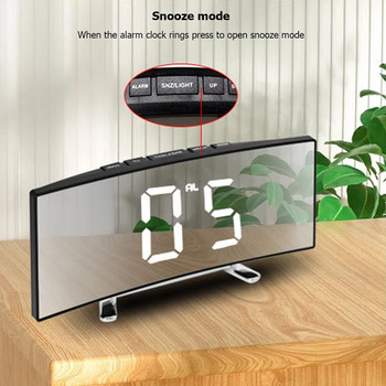 Καθρέφτης LED Ψηφιακό ρολόι Δημιουργικό ψηφιακό ξυπνητήρι 6 ιντσών Μεγάλη οθόνη USB Ρολόι κομοδίνο με φόρτιση/μπαταρίες