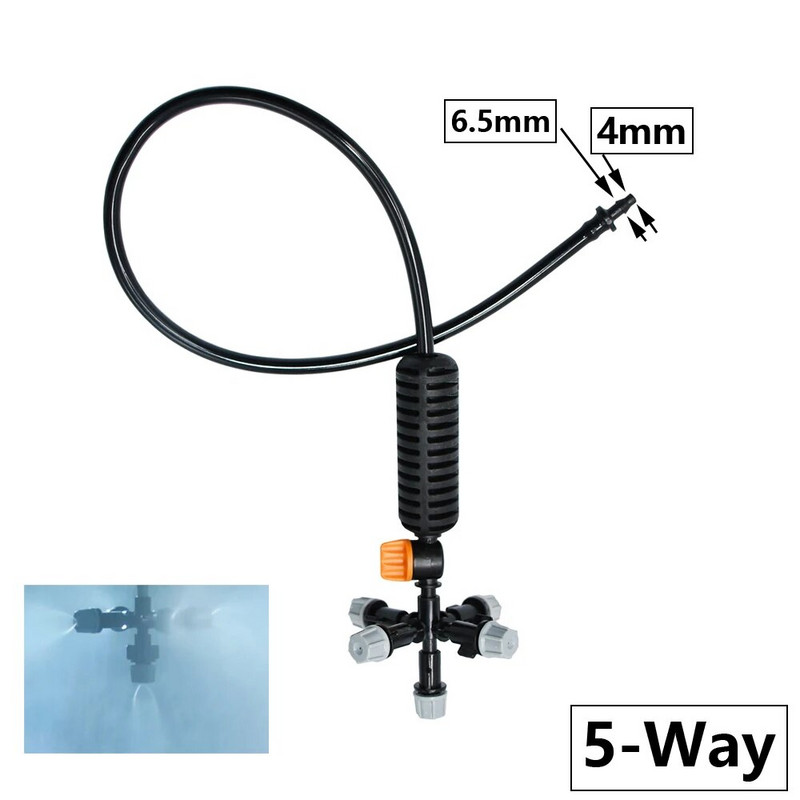 Kerti üvegházhatású porlasztó öntözőrendszer 5/6/7 irányban állítható sárgaréz műanyag permetezőkészlet Párásító Hűtés Pormentesítés