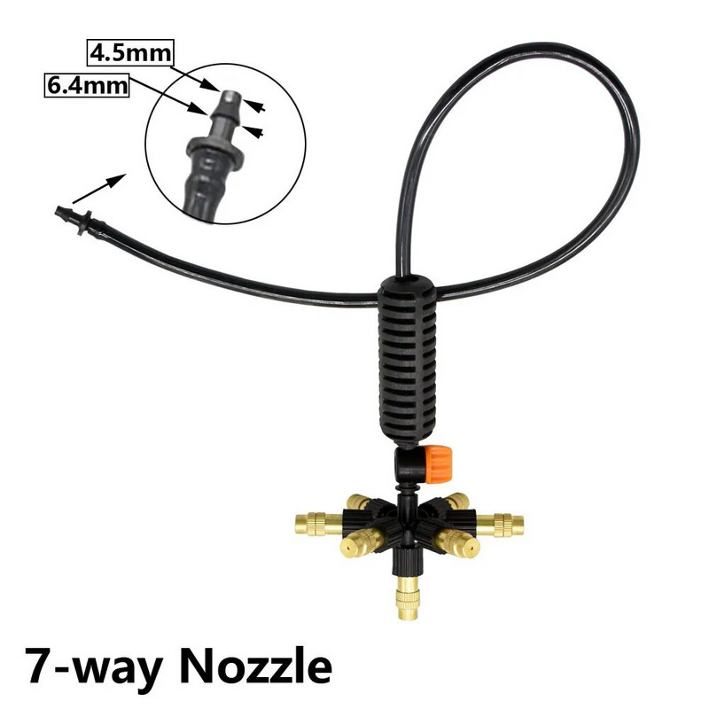 Kerti üvegházhatású porlasztó öntözőrendszer 5/6/7 irányban állítható sárgaréz műanyag permetezőkészlet Párásító Hűtés Pormentesítés