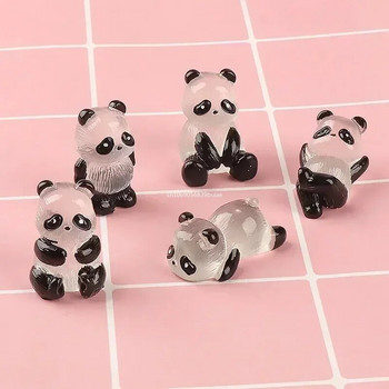 1 τεμ/Σετ Λαμπερά Μίνι Φιγούρια Panda Μινιατούρα Διακοσμητικά τοπίων μικροσκοπικών Panda που λαμπερά σε σκούρα μινιατούρα διακόσμηση σε γλάστρα