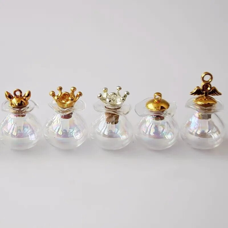 1/3db kis sodródó palack üvegedények dekoráció barkács tartályok mini üzenet fiolák Díszek kupakkal/parafa dugóval szivárványos palackok