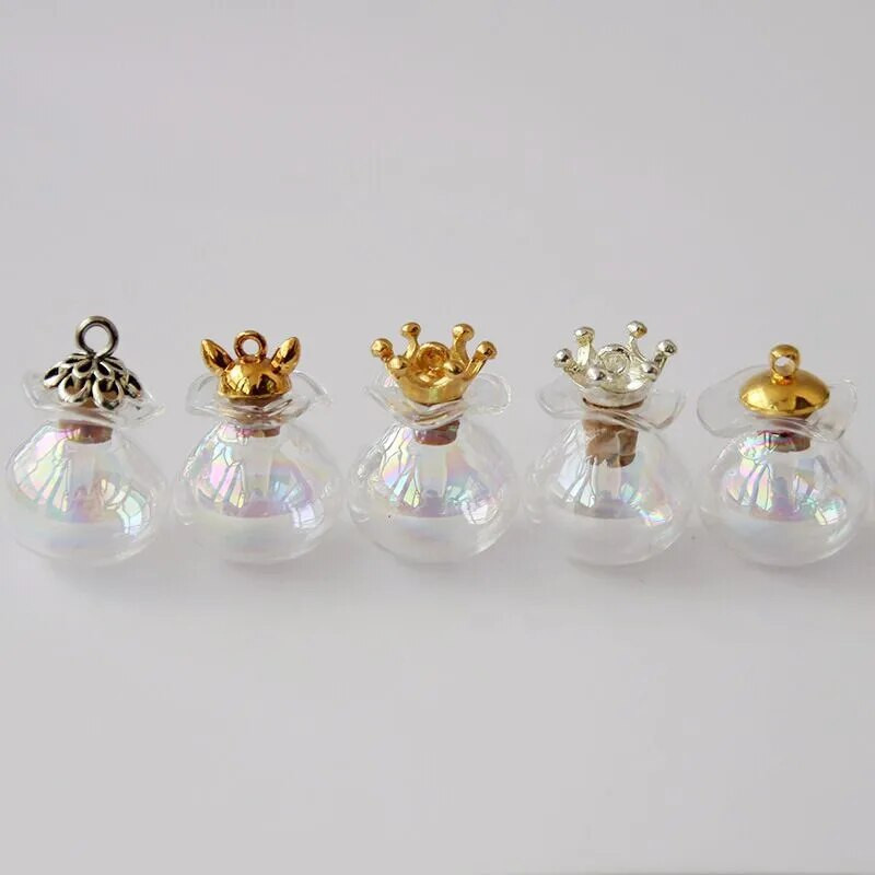 1/3db kis sodródó palack üvegedények dekoráció barkács tartályok mini üzenet fiolák Díszek kupakkal/parafa dugóval szivárványos palackok