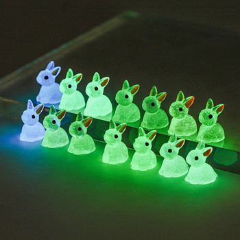 2/6 ΤΕΜ μινιατούρες φωτεινές φιγούρες ρητίνης που λάμπουν στο σκοτεινό λαγουδάκι Figure Micro Landscape Figure Διακοσμητικά Micro Landscape Decors