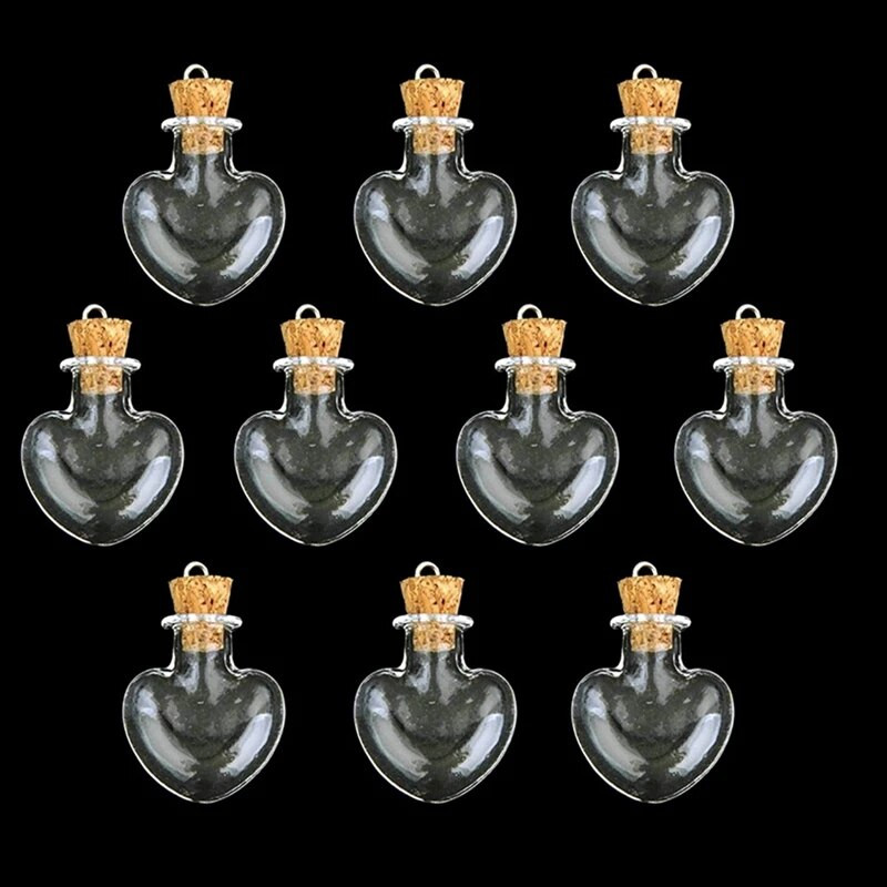 30db üveg parafa üveg üvegek ampullák gyapjú flakon medálok szív alakú