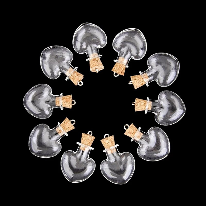 30db üveg parafa üveg üvegek ampullák gyapjú flakon medálok szív alakú