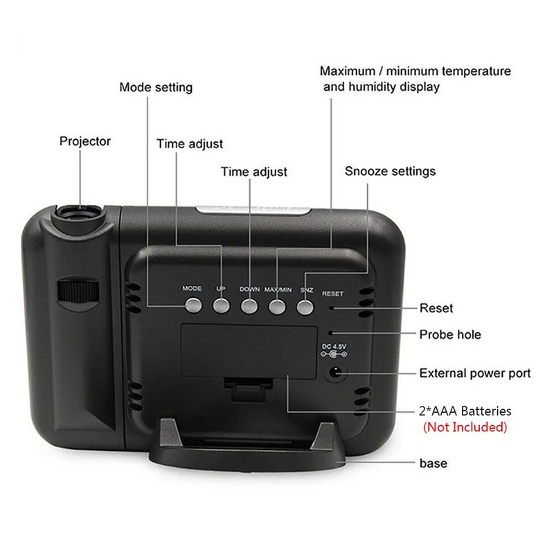 LED T hőmérséklet Páratartalom Időjárás előrejelzés Szundi asztali óra Digitális ébresztőóra időjárás állomás időkivetítéssel