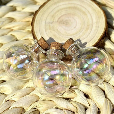 5X Mini Glass Bottles Rainbow Drifting Bottles Άρωμα Wishing Bottles with Cork Stoppers Γυάλινα βάζα για πάρτι γενεθλίων γάμου