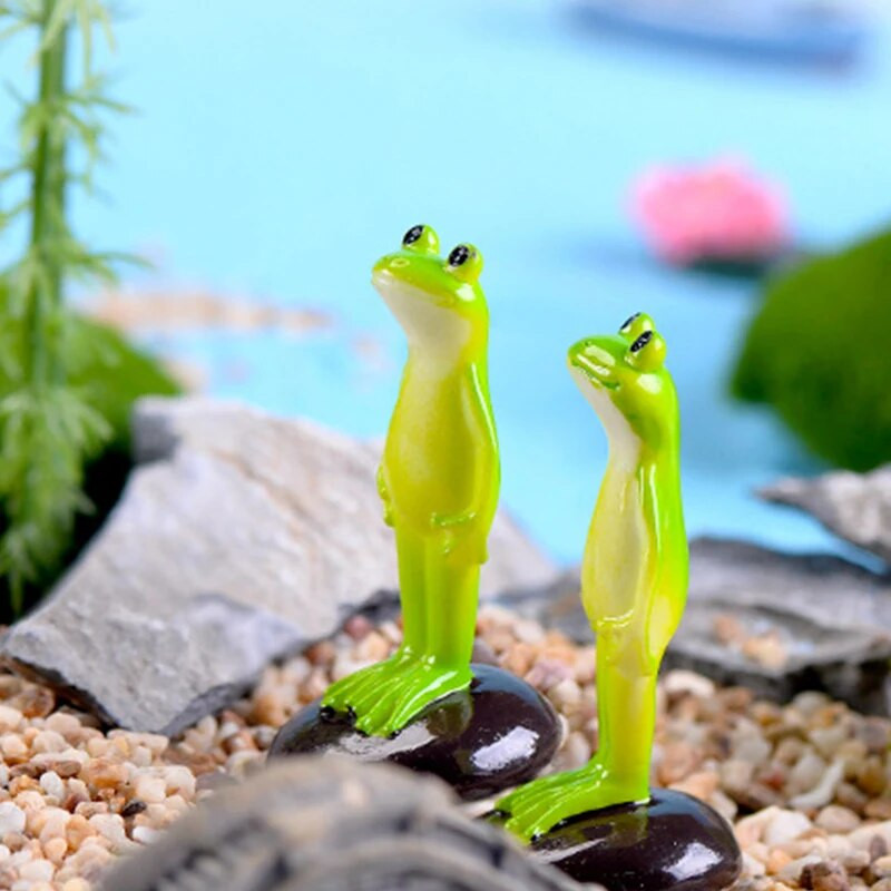 Aranyos állati béka miniatűrök figurák akvárium dekoráció álló gyanta béka dísz Otthoni kis kert dekorációs kiegészítők