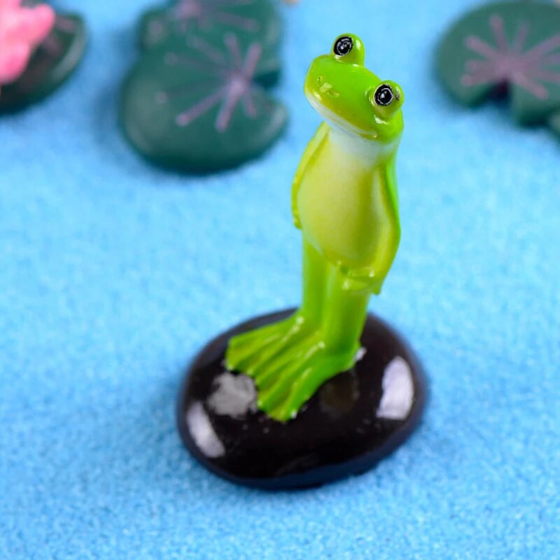 Aranyos állati béka miniatűrök figurák akvárium dekoráció álló gyanta béka dísz Otthoni kis kert dekorációs kiegészítők