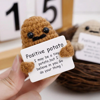Νέα Positive Energy Potato Hug Pocket Mini χειροποίητη βελούδινη κούκλα πλεξίματος μαλλί με κάρτα Αστείο χριστουγεννιάτικο δώρο Διακόσμηση δωματίου σπιτιού