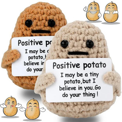 Νέα Positive Energy Potato Hug Pocket Mini χειροποίητη βελούδινη κούκλα πλεξίματος μαλλί με κάρτα Αστείο χριστουγεννιάτικο δώρο Διακόσμηση δωματίου σπιτιού