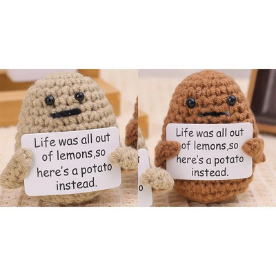 Νέα Positive Energy Potato Hug Pocket Mini χειροποίητη βελούδινη κούκλα πλεξίματος μαλλί με κάρτα Αστείο χριστουγεννιάτικο δώρο Διακόσμηση δωματίου σπιτιού