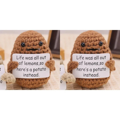 Νέα Positive Energy Potato Hug Pocket Mini χειροποίητη βελούδινη κούκλα πλεξίματος μαλλί με κάρτα Αστείο χριστουγεννιάτικο δώρο Διακόσμηση δωματίου σπιτιού