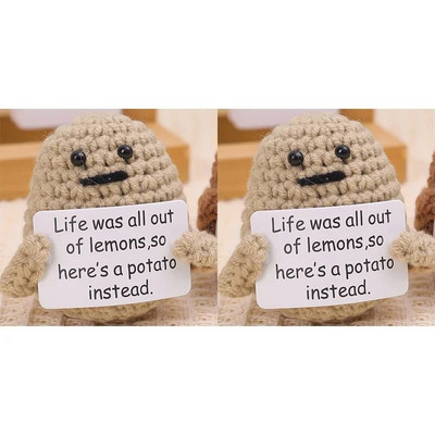 Νέα Positive Energy Potato Hug Pocket Mini χειροποίητη βελούδινη κούκλα πλεξίματος μαλλί με κάρτα Αστείο χριστουγεννιάτικο δώρο Διακόσμηση δωματίου σπιτιού
