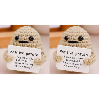 Νέα Positive Energy Potato Hug Pocket Mini χειροποίητη βελούδινη κούκλα πλεξίματος μαλλί με κάρτα Αστείο χριστουγεννιάτικο δώρο Διακόσμηση δωματίου σπιτιού
