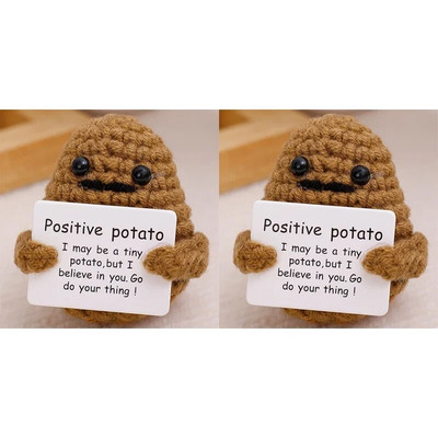 Νέα Positive Energy Potato Hug Pocket Mini χειροποίητη βελούδινη κούκλα πλεξίματος μαλλί με κάρτα Αστείο χριστουγεννιάτικο δώρο Διακόσμηση δωματίου σπιτιού