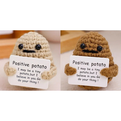 Νέα Positive Energy Potato Hug Pocket Mini χειροποίητη βελούδινη κούκλα πλεξίματος μαλλί με κάρτα Αστείο χριστουγεννιάτικο δώρο Διακόσμηση δωματίου σπιτιού