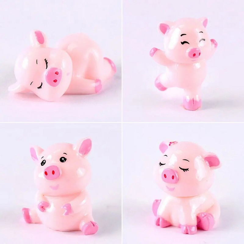 4db Cute Pig Family Animal Model figura lakberendezési miniatűr tündér kerti dekorációs kellékek szobor Gyanta kézműves figura