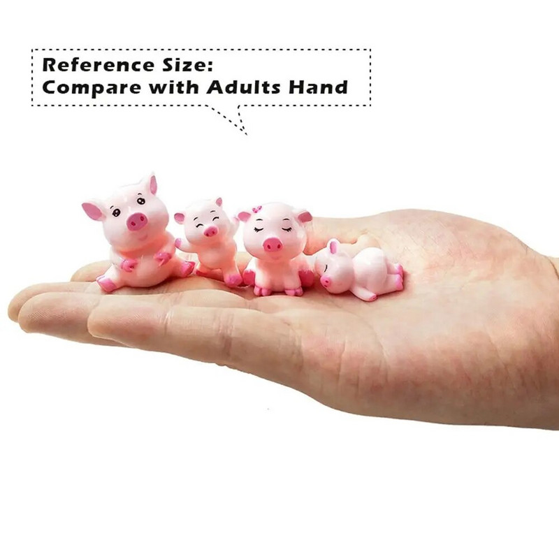4db Cute Pig Family Animal Model figura lakberendezési miniatűr tündér kerti dekorációs kellékek szobor Gyanta kézműves figura