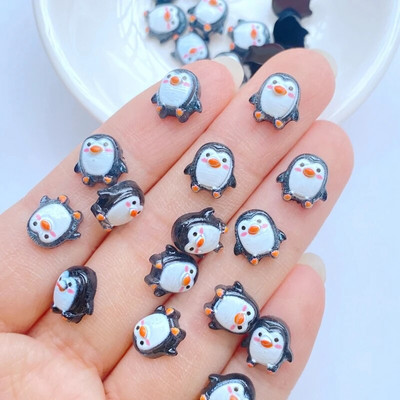 50 τμχ Νέα χαριτωμένα 9mm Ρητίνη Mini Penguin Series Flat back Stone Figurines DIY Wedding Scrapbook Αξεσουάρ μανικιούρ