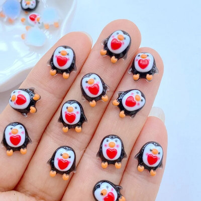 50 τμχ Νέα χαριτωμένα 9mm Ρητίνη Mini Penguin Series Flat back Stone Figurines DIY Wedding Scrapbook Αξεσουάρ μανικιούρ