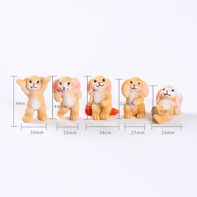 Aranyos nyúl sün gomba zamatos cserepes virágcserep Tündér Kerti dekor Tájmodell Dísz Gyanta figurák Miniatűrök