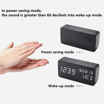 Δημιουργικό Ξύλινο Ξυπνητήρι Επιτραπέζιο Ηλεκτρονικό ρολόι με ημερομηνία Θερμοκρασία USB Plug-in Silence Ψηφιακό επιτραπέζιο ρολόι πολλαπλών λειτουργιών