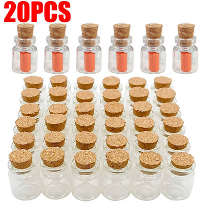 10/20 τμχ Mini Clear Glass Bottles with Cork Stopper Μήνυμα ευχής Drifting Bottle DIY Δώρο γενεθλίων Διακοσμήσεις γάμου