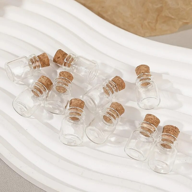 10/20db Mini átlátszó üveg palackok parafa dugóval Kívánságüzenet Sodródó palack barkácsolás születésnapi esküvői buli díszek
