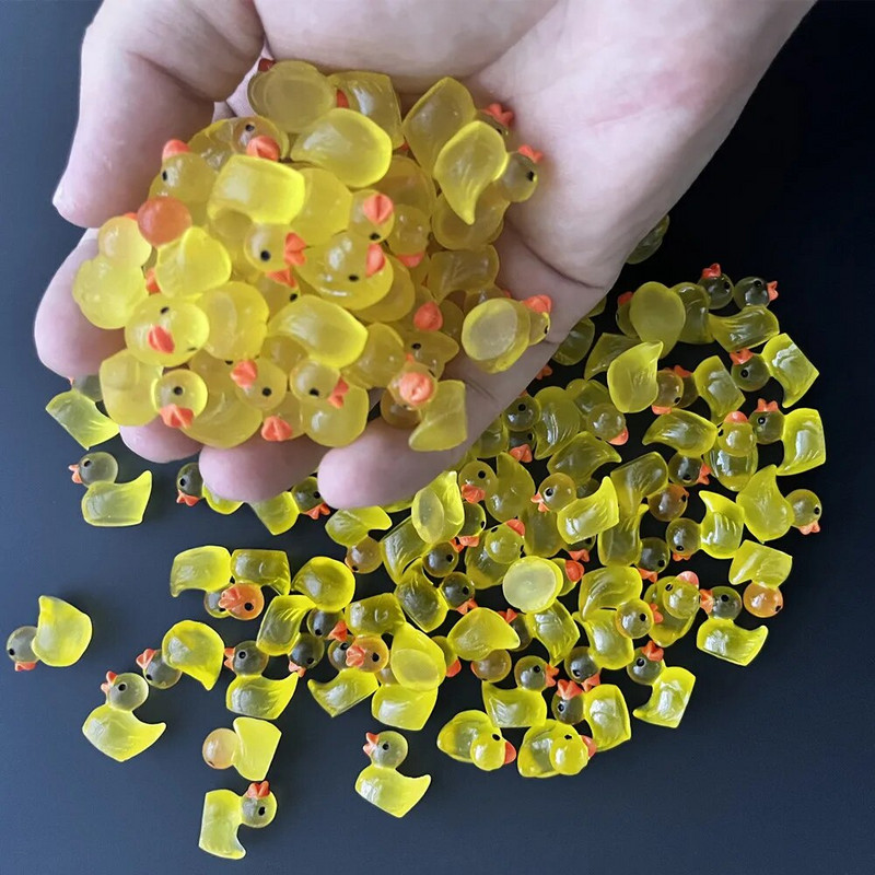 50db mini sárga kacsák világító kacsadísz miniatűr figurák apró kacsa mikrotündér Kert táj tündérkert lakberendezés