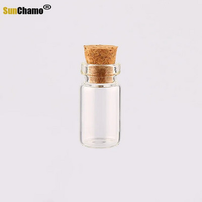 Μίνι γυαλί 12x24mm Μικρά μικροσκοπικά διαφανή βάζο από φελλό Μπουκάλια με πώμα ευχών Διαφανές μπουκάλι 1,5ml Χωρητικότητα Διακόσμηση με καπάκι