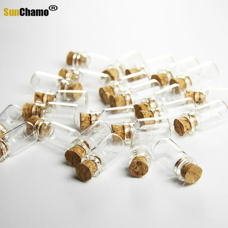 12x24mm Mini sticle mici din borcan de plută din sticlă cu dop de dorințe Flacon transparent cu capacitate de 1,5 ml Decor cu capac
